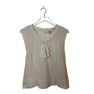 Anthropologie Odille Size 8 Silk Cream Blouse Bow Textured